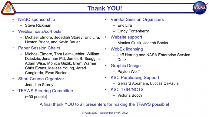 TFAWS 2022 Thank you!