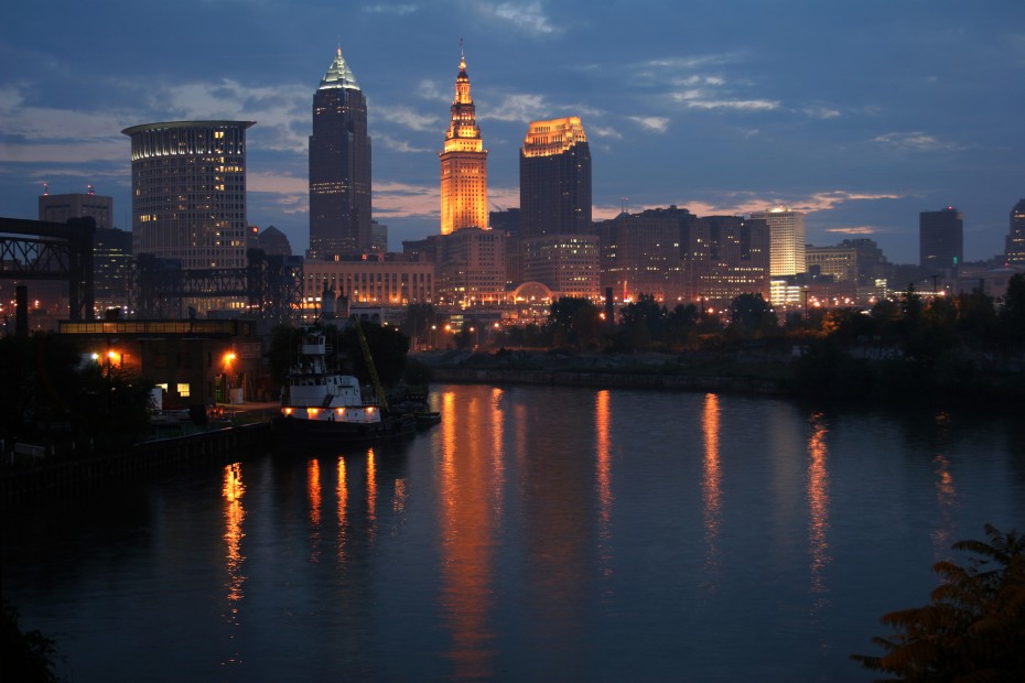 Cuyahoga River Cleveland Skyline